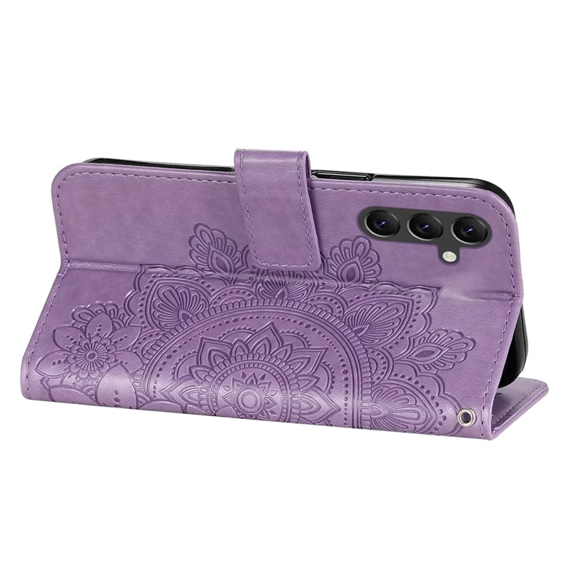 For Samsung Galaxy A15 5G Case Floral Pattern PU Leather Wallet Stand Phone Cover - Purple