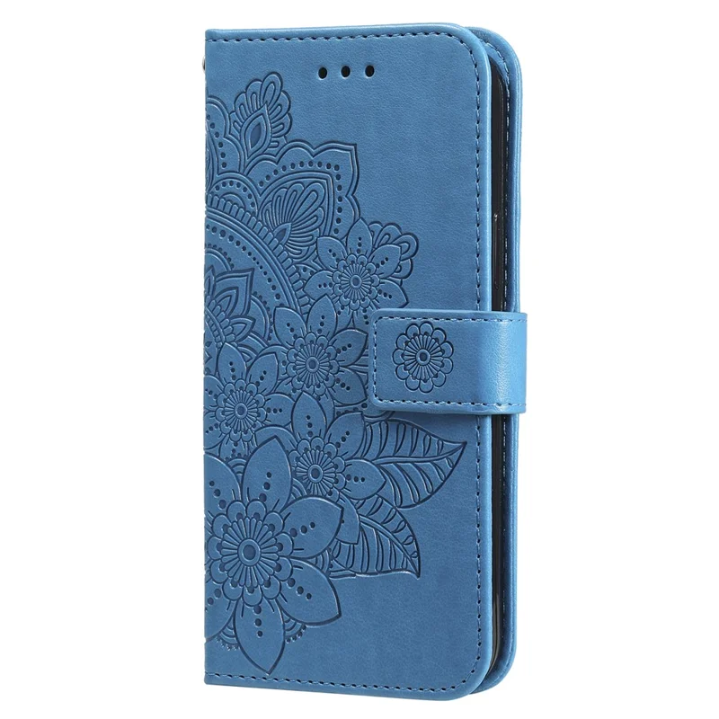 For Samsung Galaxy A15 5G Case Floral Pattern PU Leather Wallet Stand Phone Cover - Blue
