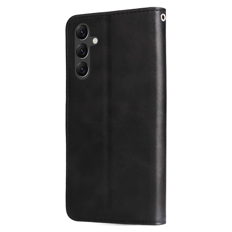 Para o Samsung Galaxy A15 4G Case Zipper Pocket Wallet PU Leather Phone Cover - Preto