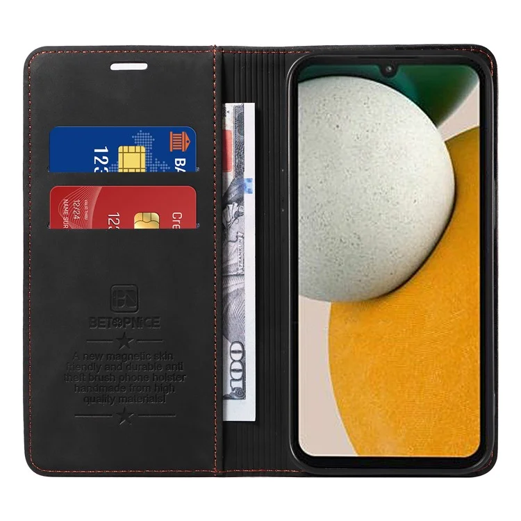 BETOPNICE 003 Phone Case for Samsung Galaxy A15 5G RFID Blocking Wallet Leather Cover Phone Shell - Black