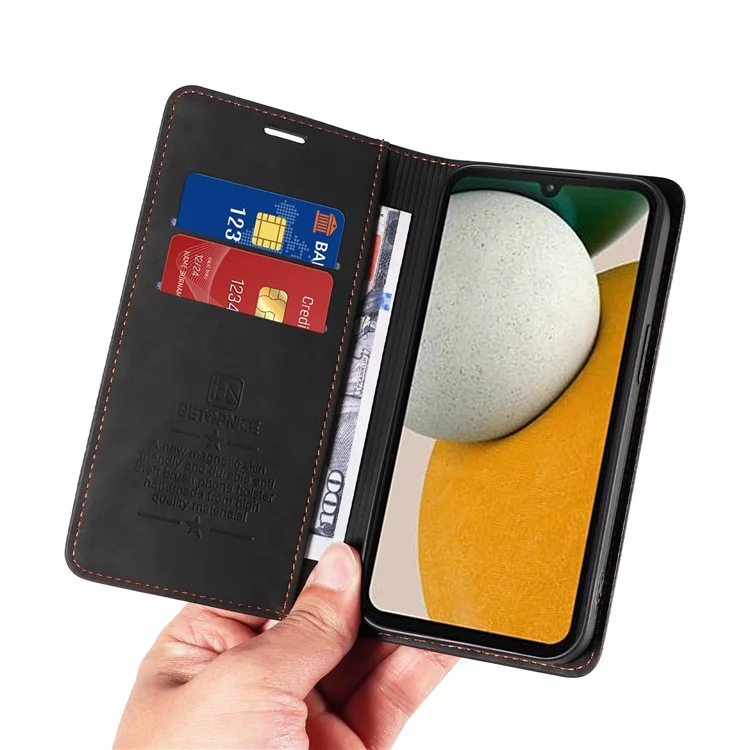 BETOPNICE 003 Phone Case for Samsung Galaxy A15 5G RFID Blocking Wallet Leather Cover Phone Shell - Black