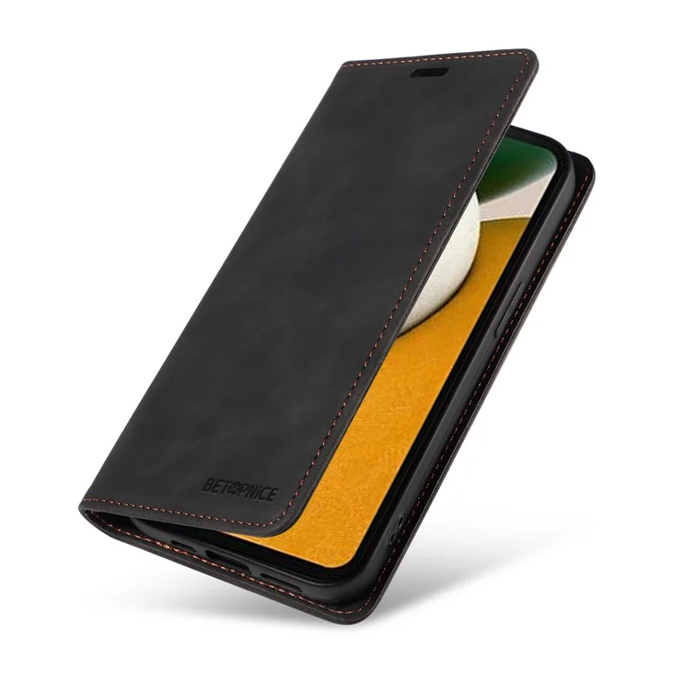 BETOPNICE 003 Phone Case for Samsung Galaxy A15 5G RFID Blocking Wallet Leather Cover Phone Shell - Black