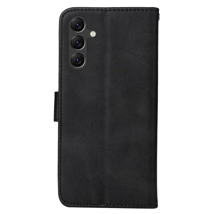 Para Samsung Galaxy A15 5G Case Capa à prova de choque Capa de telefone Textura de bezerro Capa carteira de couro - Preto