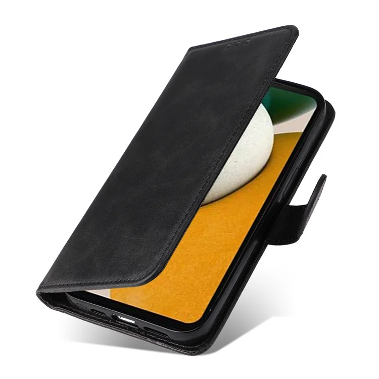 Para Samsung Galaxy A15 5G Case Capa à prova de choque Capa de telefone Textura de bezerro Capa carteira de couro - Preto