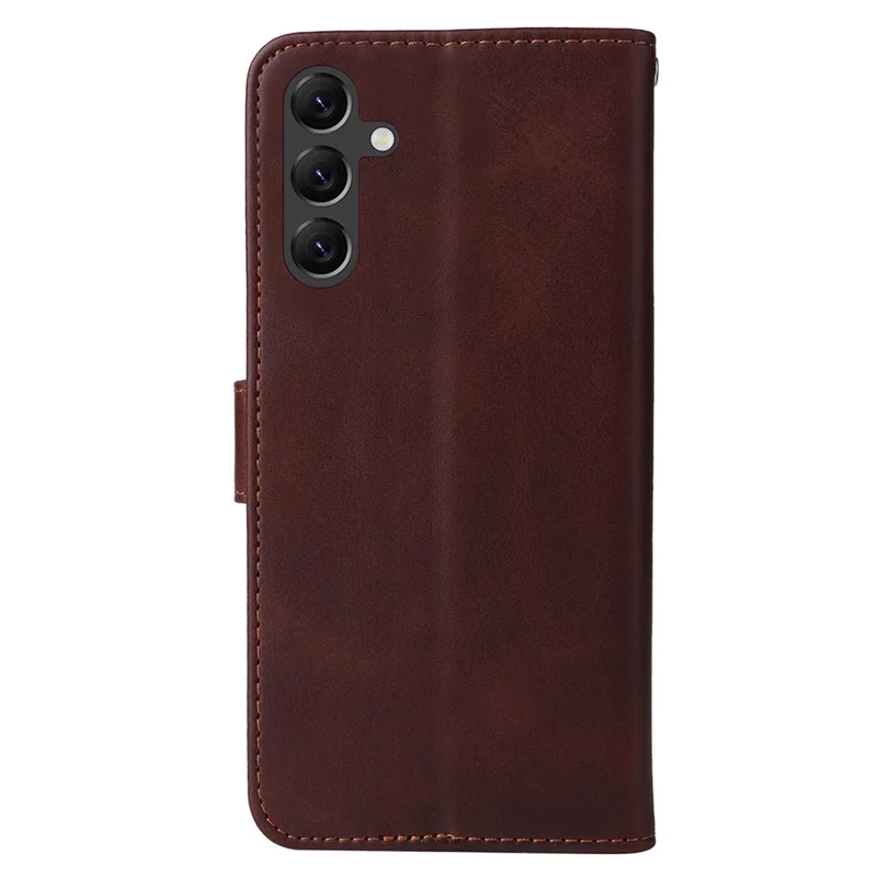 For Samsung Galaxy A15 5G Case Shockproof Phone Shell Calf Texture Leather Wallet Phone Cover - Brown