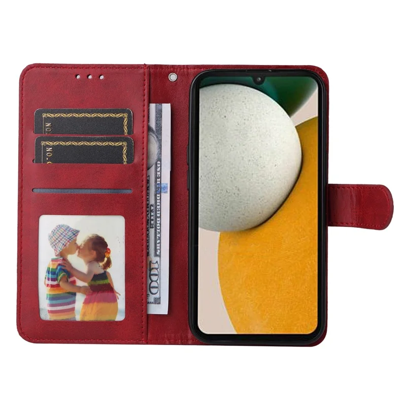 Чехол для Samsung Galaxy A15 5G, противоударный чехол для телефона, кожаный кошелек с текстурой телячьей кожи - Красный