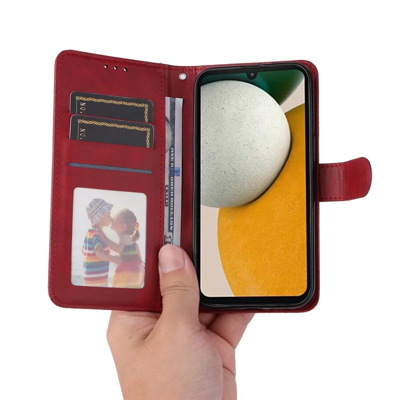 Чехол для Samsung Galaxy A15 5G, противоударный чехол для телефона, кожаный кошелек с текстурой телячьей кожи - Красный