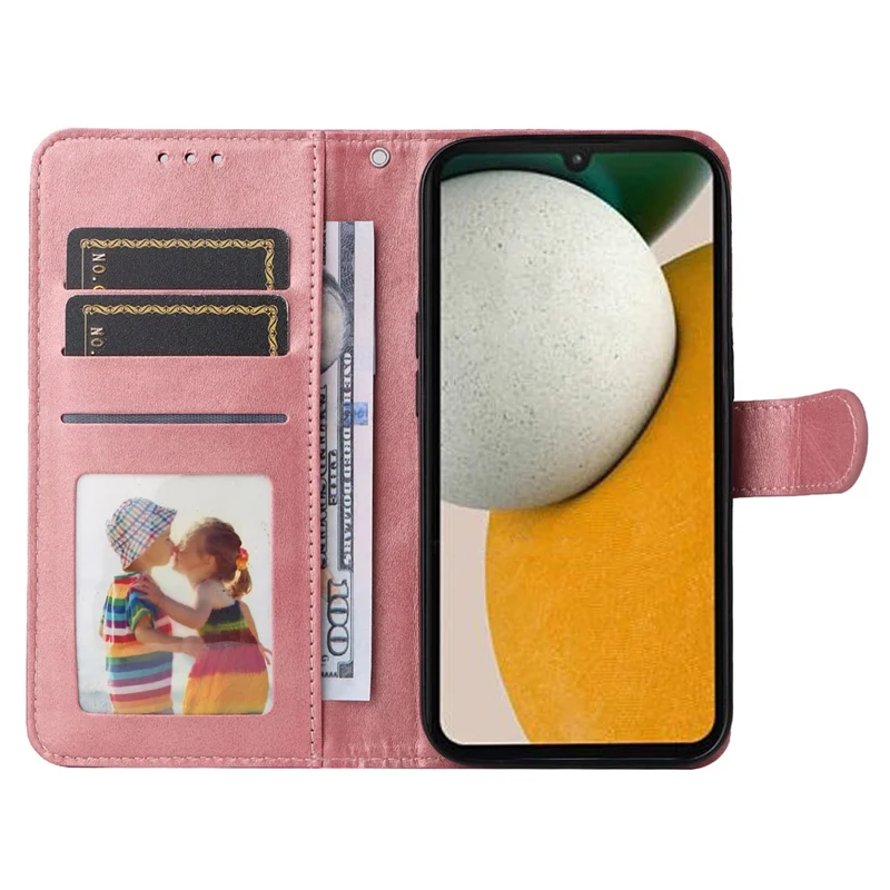 Für Samsung Galaxy A15 5G Hülle Stoßfeste Handyhülle Kalbleder-Textur Leder Wallet Handyhülle - Pink