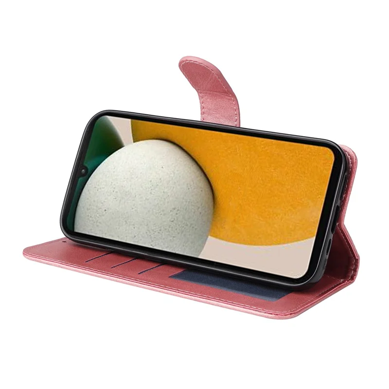 Für Samsung Galaxy A15 5G Hülle Stoßfeste Handyhülle Kalbleder-Textur Leder Wallet Handyhülle - Pink