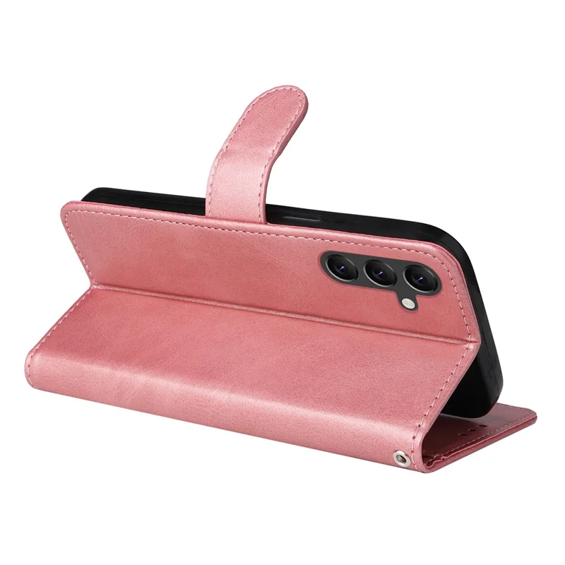 Für Samsung Galaxy A15 5G Hülle Stoßfeste Handyhülle Kalbleder-Textur Leder Wallet Handyhülle - Pink