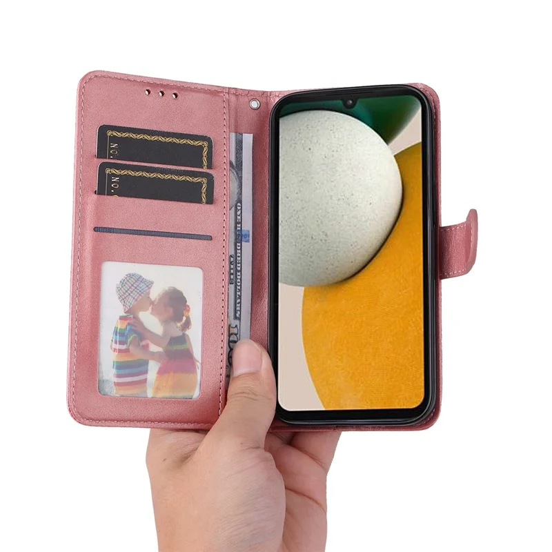 Für Samsung Galaxy A15 5G Hülle Stoßfeste Handyhülle Kalbleder-Textur Leder Wallet Handyhülle - Pink