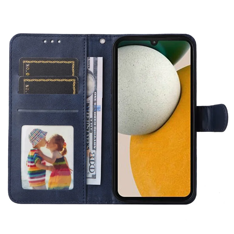 Per Samsung Galaxy A15 5G Custodia Antiurto Guscio Telefono Texture in Pelle di Vitello Custodia Portafoglio per Telefono - Blu