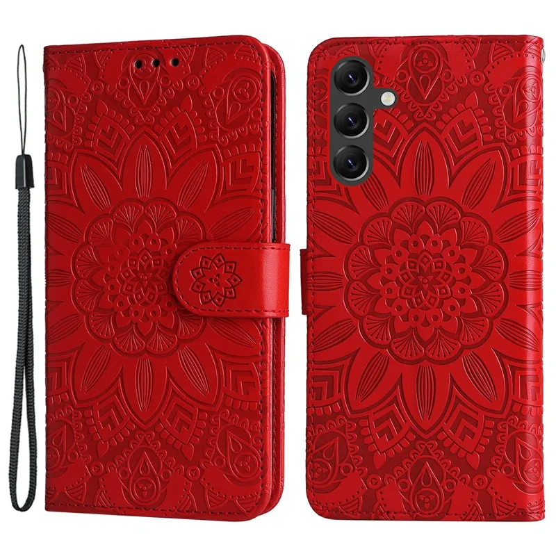 Für Samsung Galaxy A15 5G Case Ständer Brieftasche Stoßfest PU-Leder Handy-Cover - Rot