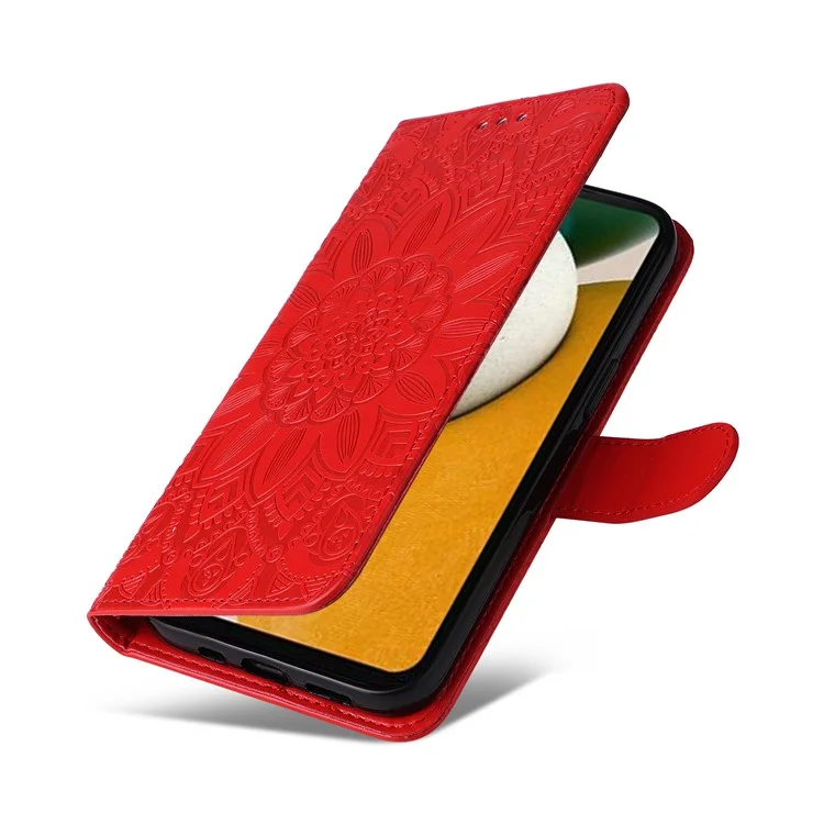 Für Samsung Galaxy A15 5G Case Ständer Brieftasche Stoßfest PU-Leder Handy-Cover - Rot