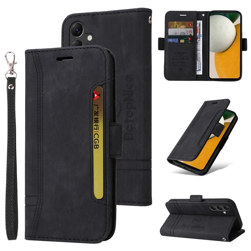 BETOPNICE 001 Stand PU Leather Phone Shell for Samsung Galaxy A15 5G Case Folding Wallet Phone Cover - Black