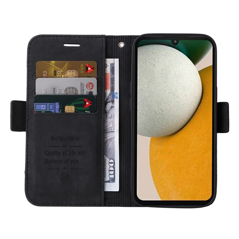 BETOPNICE 001 Stand PU Leather Phone Shell for Samsung Galaxy A15 5G Case Folding Wallet Phone Cover - Black