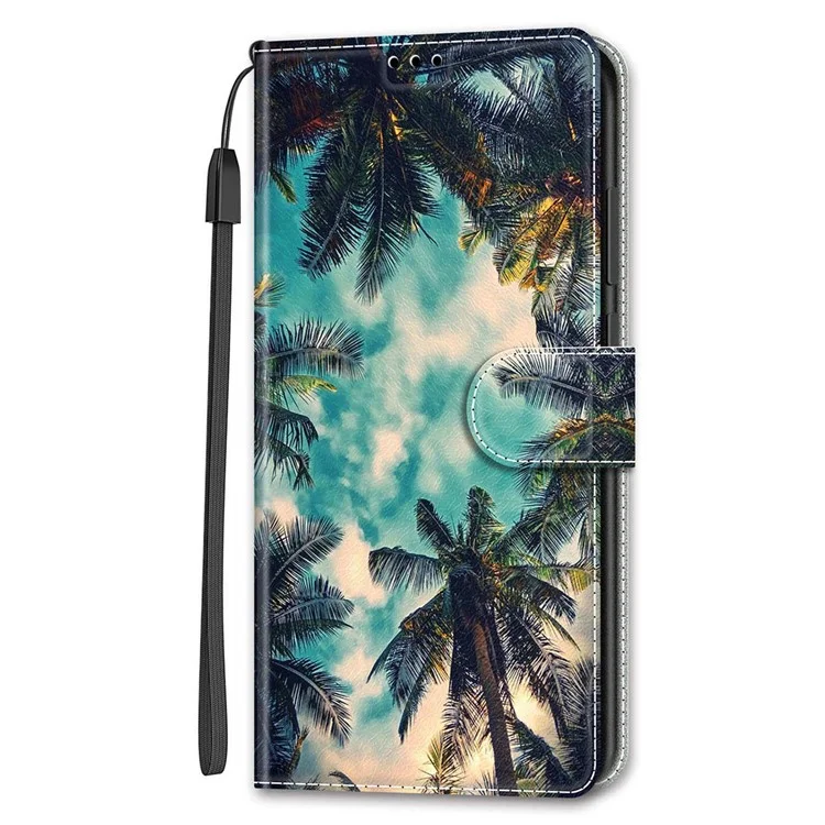 Für Samsung Galaxy A15 4G Case Muster Handyhülle mit Kartenfächern - Kokosnussbaum