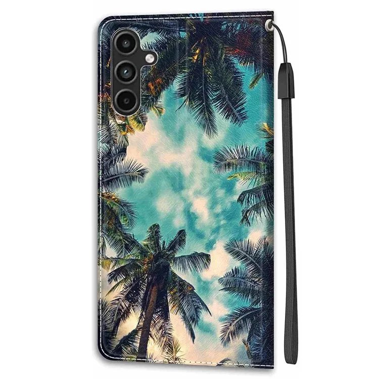 Für Samsung Galaxy A15 4G Case Muster Handyhülle mit Kartenfächern - Kokosnussbaum