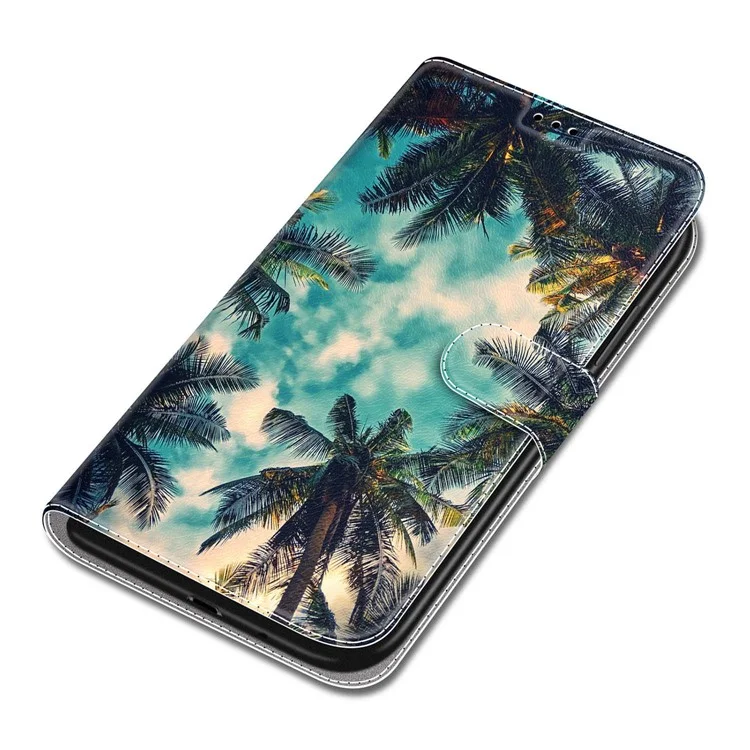 Für Samsung Galaxy A15 4G Case Muster Handyhülle mit Kartenfächern - Kokosnussbaum