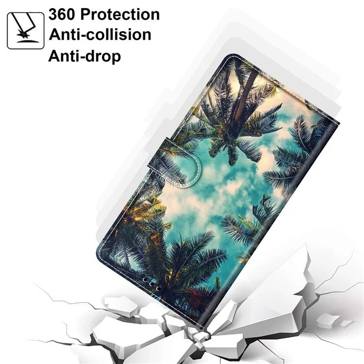 Für Samsung Galaxy A15 4G Case Muster Handyhülle mit Kartenfächern - Kokosnussbaum