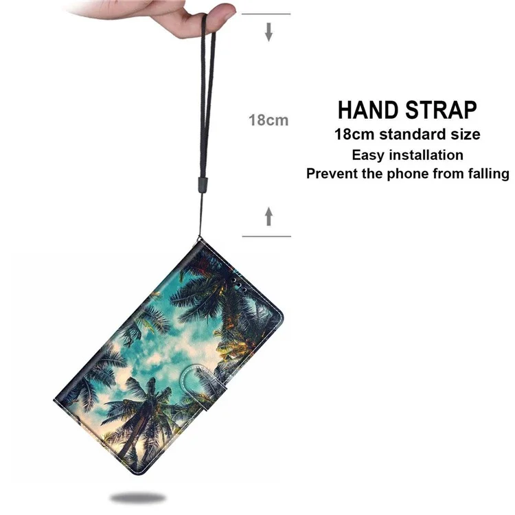 Für Samsung Galaxy A15 4G Case Muster Handyhülle mit Kartenfächern - Kokosnussbaum