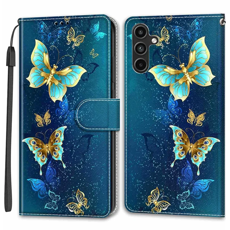 For Samsung Galaxy A15 4G Case Pattern Phone Cover with Card Slots - Two Butterflies