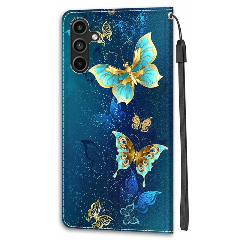 For Samsung Galaxy A15 4G Case Pattern Phone Cover with Card Slots - Two Butterflies
