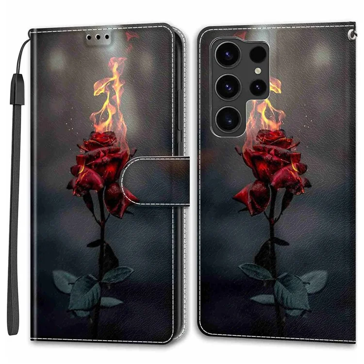 Funda para Samsung Galaxy S24 Ultra con soporte y ranura para tarjetas - Fire Rose