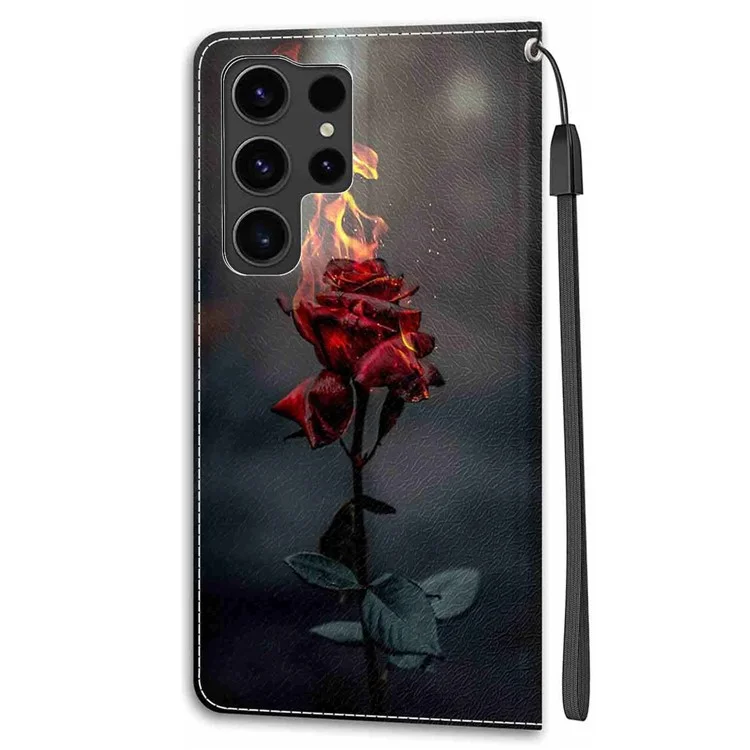 Funda para Samsung Galaxy S24 Ultra con soporte y ranura para tarjetas - Fire Rose