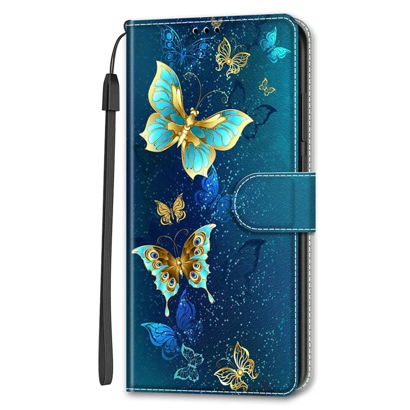 For Samsung Galaxy S24 Leather Case Card Holder Stand Cover - Two Butterflies