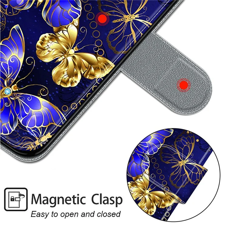 Para Samsung Galaxy S23 FE Case Porta-cartões Suporte de Telefone Capa - Borboletas Douradas