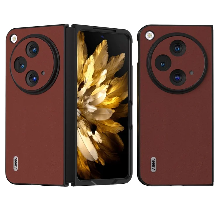 ABEEL Für Oppo Find N3 5G / OnePlus Open Case Echt Rindsleder+PC Softtouch-Hülle - Kaffee