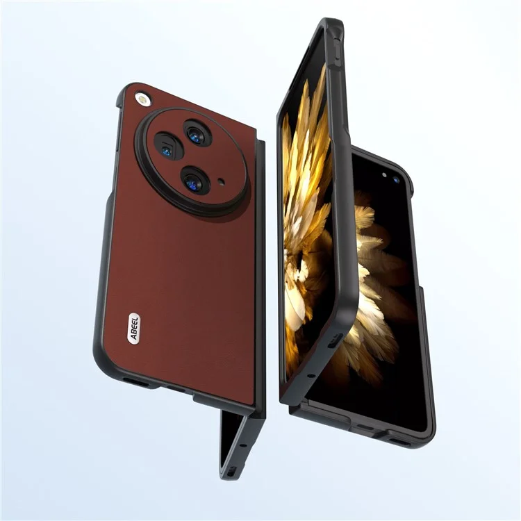 ABEEL Für Oppo Find N3 5G / OnePlus Open Case Echt Rindsleder+PC Softtouch-Hülle - Kaffee