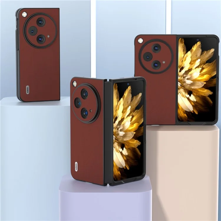ABEEL Für Oppo Find N3 5G / OnePlus Open Case Echt Rindsleder+PC Softtouch-Hülle - Kaffee