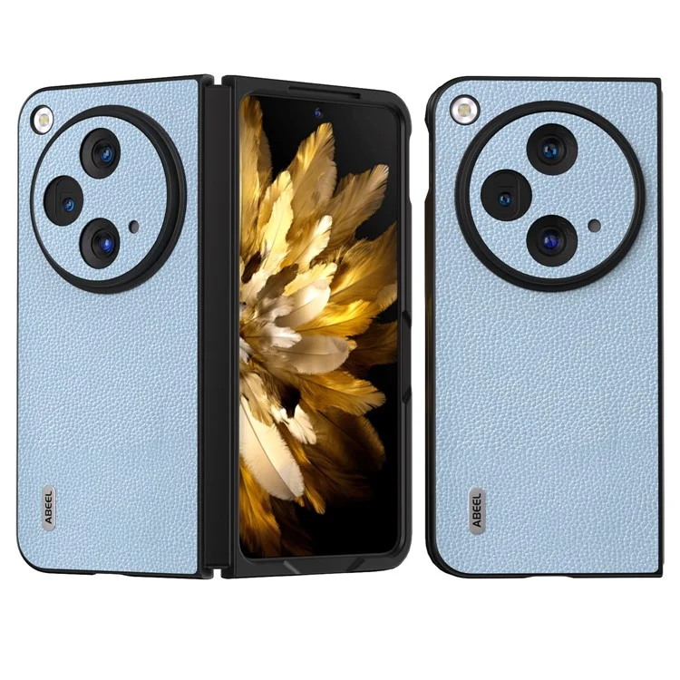 ABEEL Pour Oppo Find N3 5G / OnePlus Open Case Texture Litchi Revêtement en Cuir Véritable de Vache - Bleu Bébé