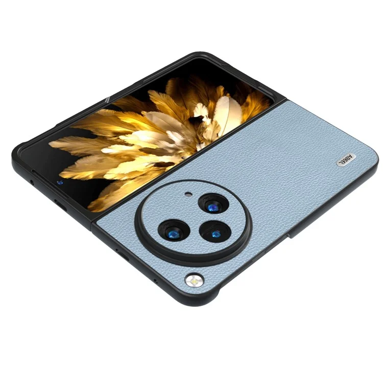 ABEEL Pour Oppo Find N3 5G / OnePlus Open Case Texture Litchi Revêtement en Cuir Véritable de Vache - Bleu Bébé