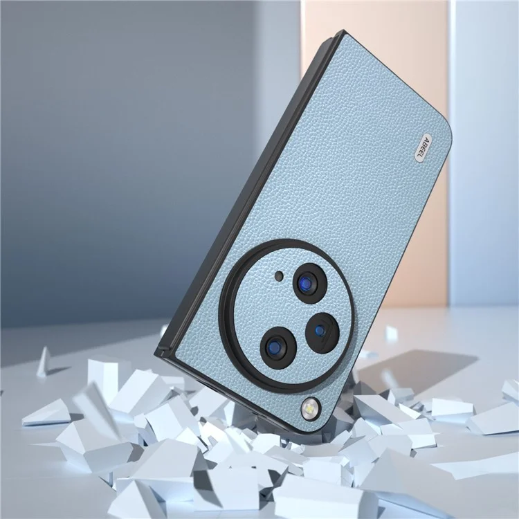 ABEEL Pour Oppo Find N3 5G / OnePlus Open Case Texture Litchi Revêtement en Cuir Véritable de Vache - Bleu Bébé