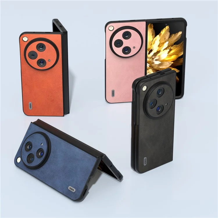 ABEEL Pour Oppo Find N3 5G / OnePlus Open Case Housse en cuir PU à texture de peau de vache - Noir