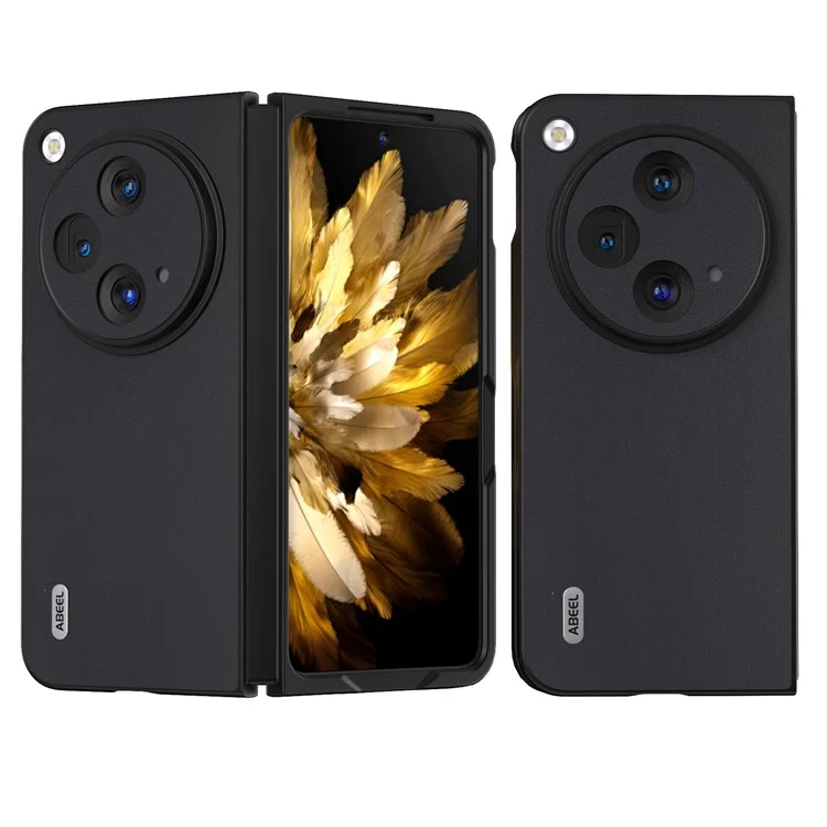 ABEEL Für Oppo Find N3 5G / OnePlus Open Case Echtes Rindsleder + Hartschalen-PC-Schale - Schwarz