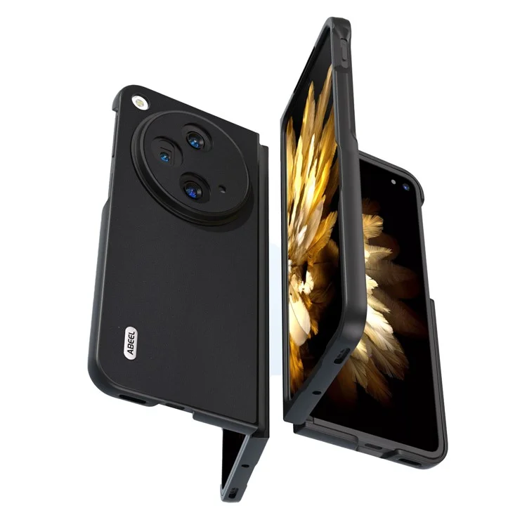 ABEEL Für Oppo Find N3 5G / OnePlus Open Case Echtes Rindsleder + Hartschalen-PC-Schale - Schwarz