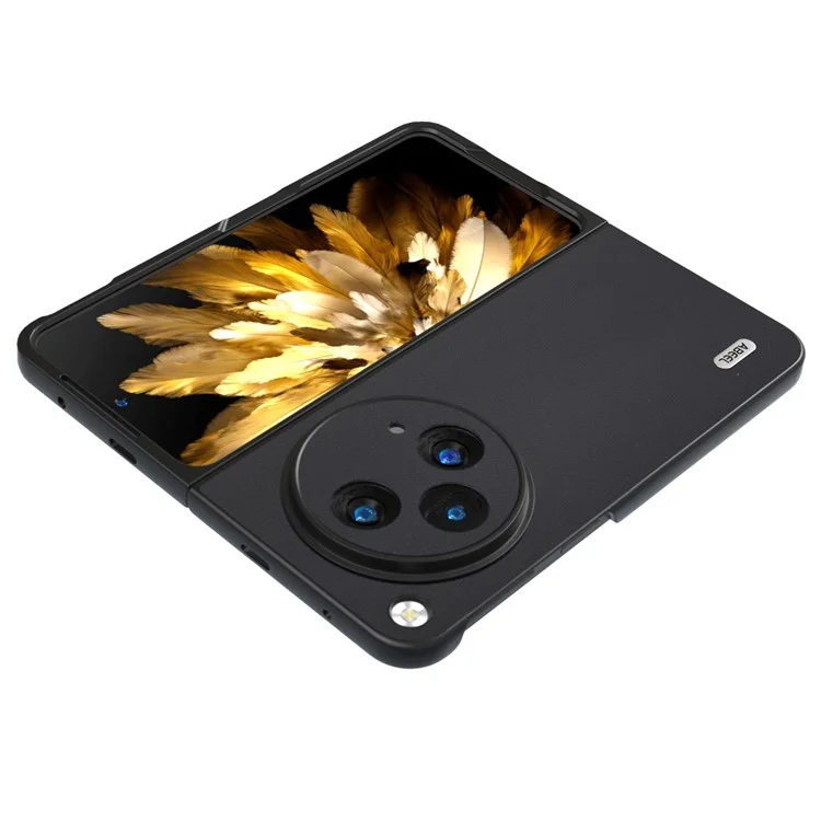 ABEEL Für Oppo Find N3 5G / OnePlus Open Case Echtes Rindsleder + Hartschalen-PC-Schale - Schwarz