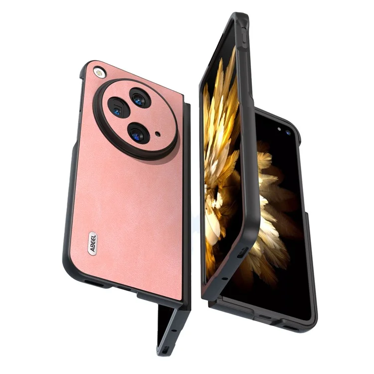ABEEL Для Oppo Find N3 5G / OnePlus Open Slim Fit PU Кожаный покрытый ПК Чехол для телефона - Розовый