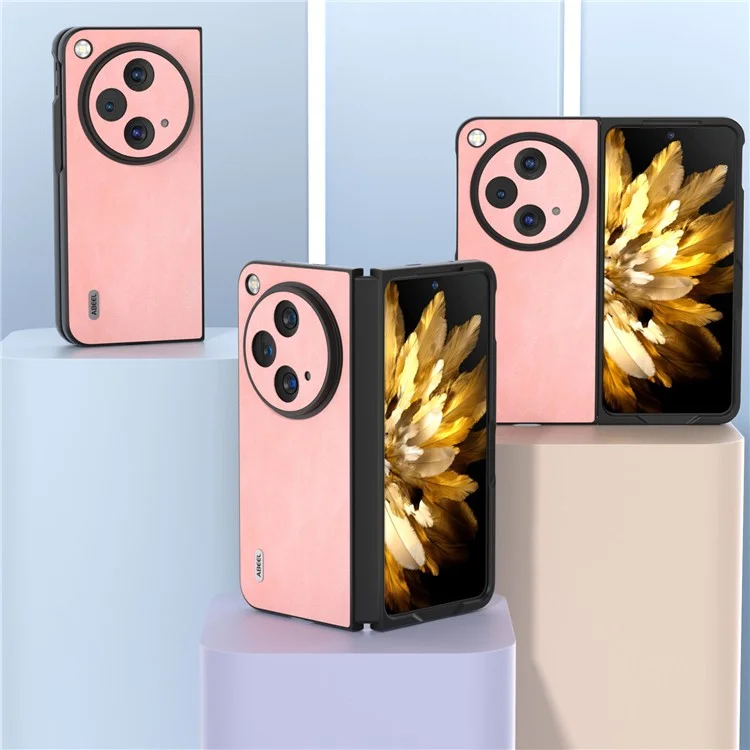 ABEEL Для Oppo Find N3 5G / OnePlus Open Slim Fit PU Кожаный покрытый ПК Чехол для телефона - Розовый