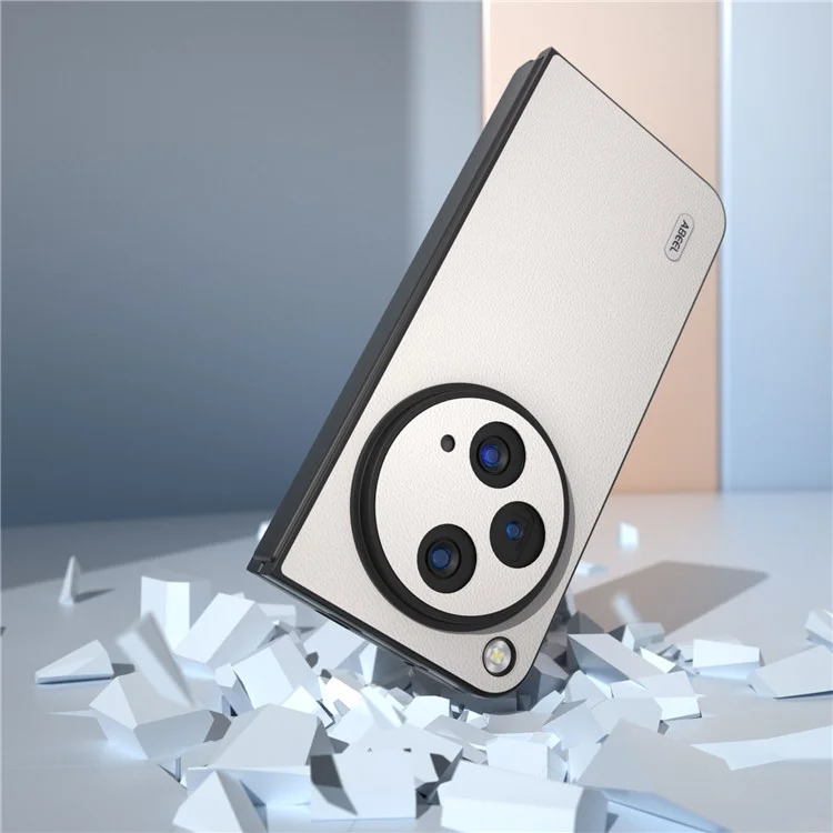 ABEEL Für Oppo Find N3 5G / OnePlus Open Case Echtes Kuhledertextur Handyhülle - Weiß