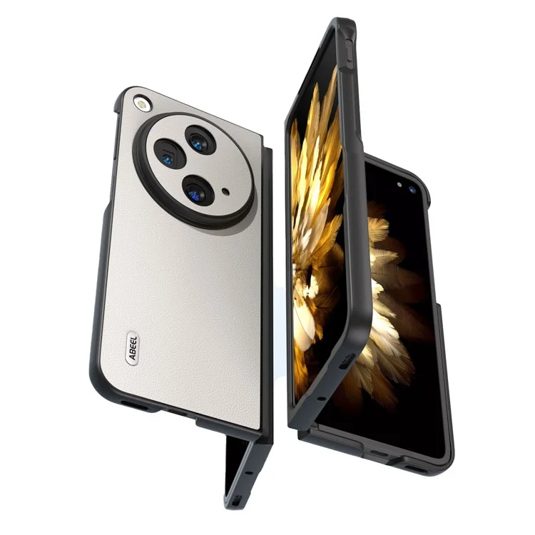 ABEEL Für Oppo Find N3 5G / OnePlus Open Case Echtes Kuhledertextur Handyhülle - Weiß