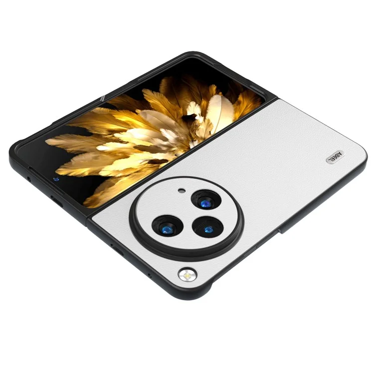 ABEEL Für Oppo Find N3 5G / OnePlus Open Case Echtes Kuhledertextur Handyhülle - Weiß