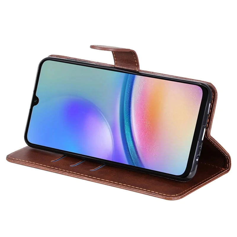 For Samsung Galaxy A05s 4G Case Leather Cellphone Cover with Zipper Pocket Wallet - Brown