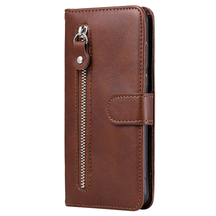 For Samsung Galaxy A05s 4G Case Leather Cellphone Cover with Zipper Pocket Wallet - Brown