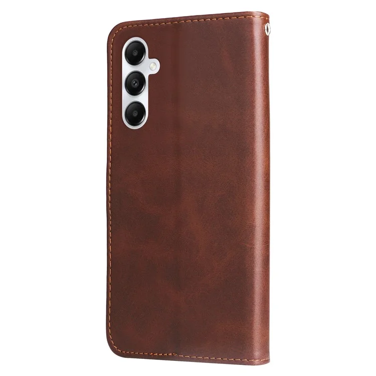 For Samsung Galaxy A05s 4G Case Leather Cellphone Cover with Zipper Pocket Wallet - Brown