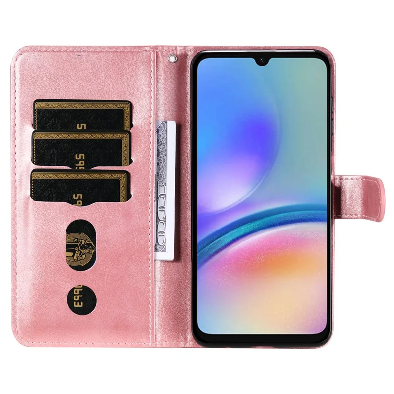 For Samsung Galaxy A05s 4G Case Leather Cellphone Cover with Zipper Pocket Wallet - Pink